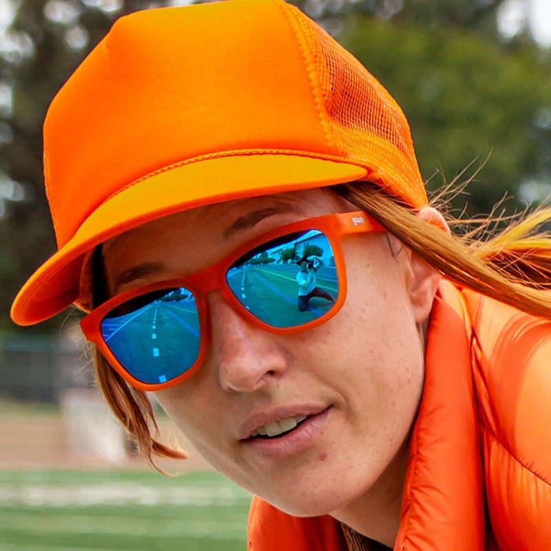 Goodr Donkey Goggles Polarized Sunglasses, Medium Sized (OG), Orange Translucent Frame with Blue Mirrored Reflective Lenses, UV400 Protection, No Slip, No Bounce - Image 4